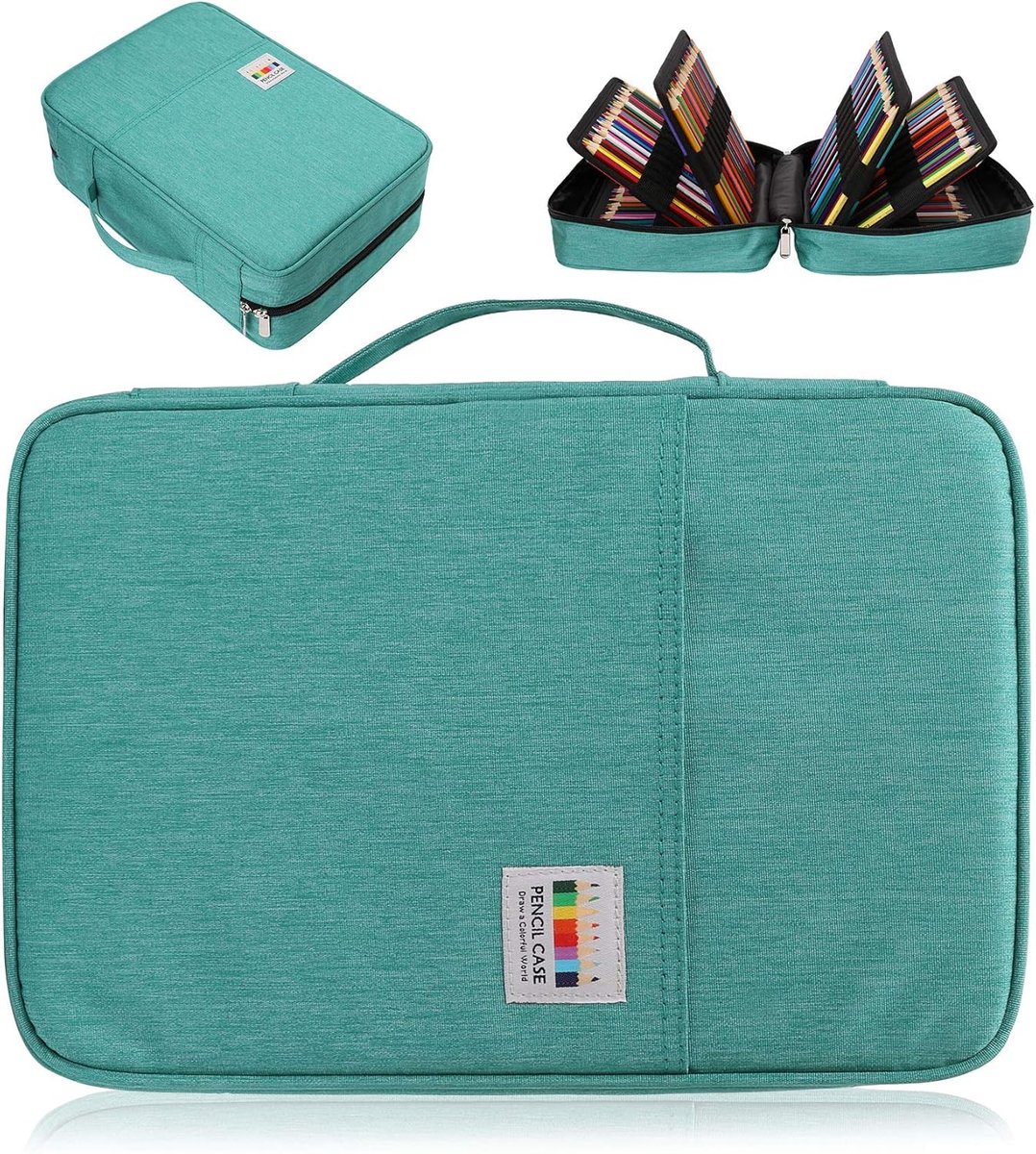 SnelShoppen - Grote Capaciteit Kleurenpotlood Etui Organizer 304 Compartimenten Penhouder Waterdichte Opbergtas voor Gelpennen, Cosmetische Kwasten &