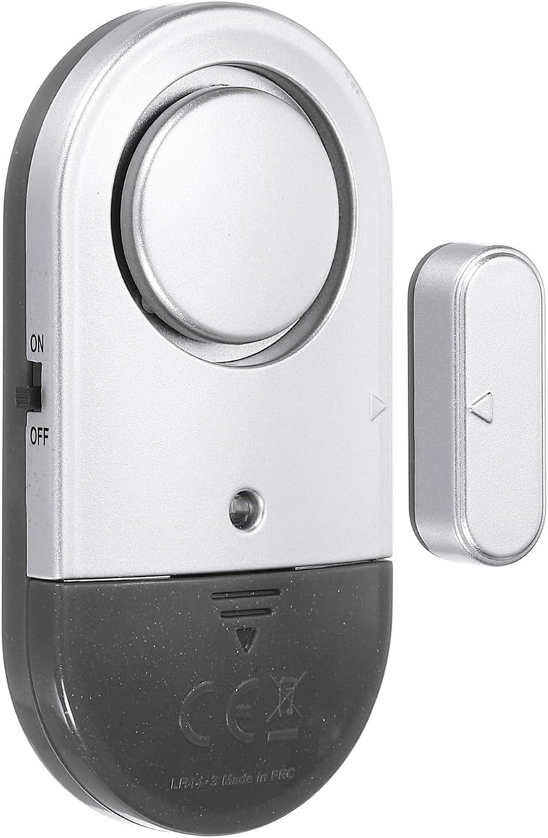 SnelShoppen - 125dB Deuralarm Sensor voor Thuisbeveiliging - Veiligheidsalarm voor Deuren en Ramen - Zwart Zilver - Inclusief Batterijen - Compact en