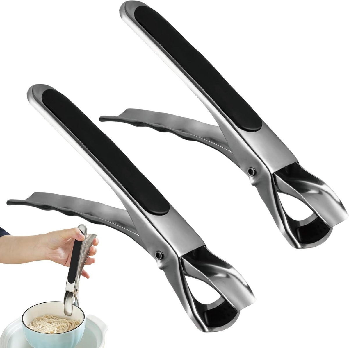 2-delige anti-verbrandingsroede, keukenhulp, oven tangen, roestvrijstalen plooitangen, hittebestendige keukentools, grip voor pannen en schalen