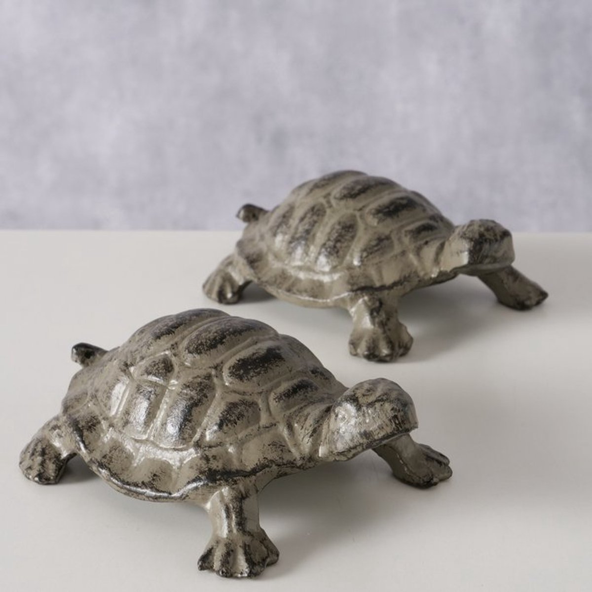 Boltze Home Schildpad Beeldjes Set van 2 - Gietijzer Bruin - Schildpad Decoratie voor Binnen & Buiten - Tuin- en Woondecoratie - 13 x 8 x 4 cm