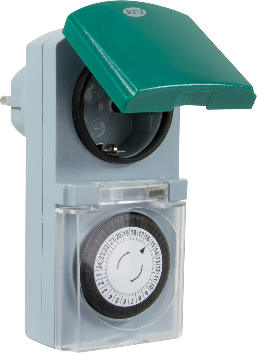 SnelShoppen - Analoge Buiten Timer - 1 stuk - Betrouwbare Mechanische Tuin Timer - Eenvoudige Bediening - 48 Programma-instellingen - Voor Tuinverlich