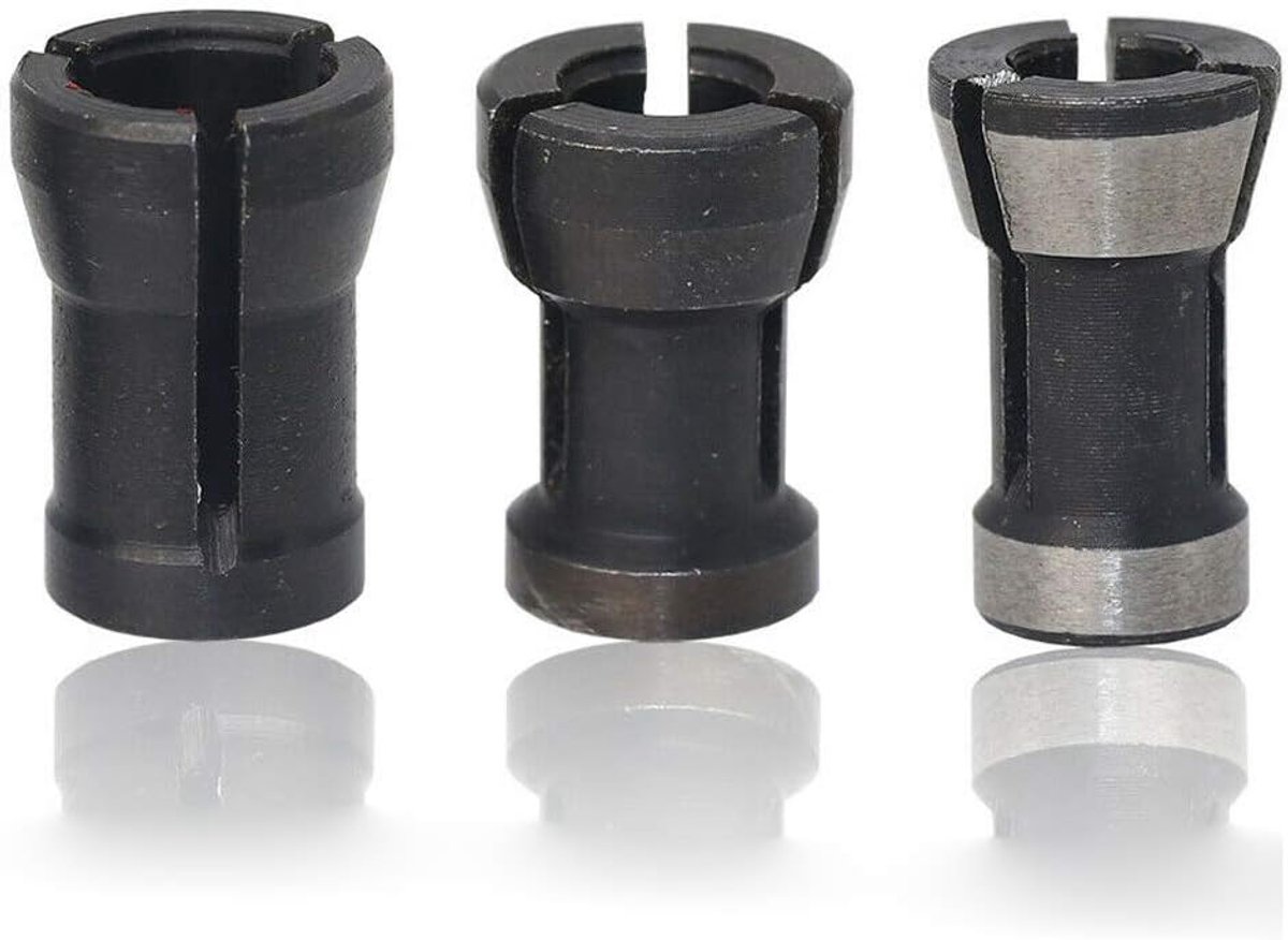 SnelShoppen - Milling Knife Pattern Cutter Adapter Set - HSS Split Bushing Collet Chuck voor Houtbewerking - 8mm+6.35mm+6mm (Pack van 3)