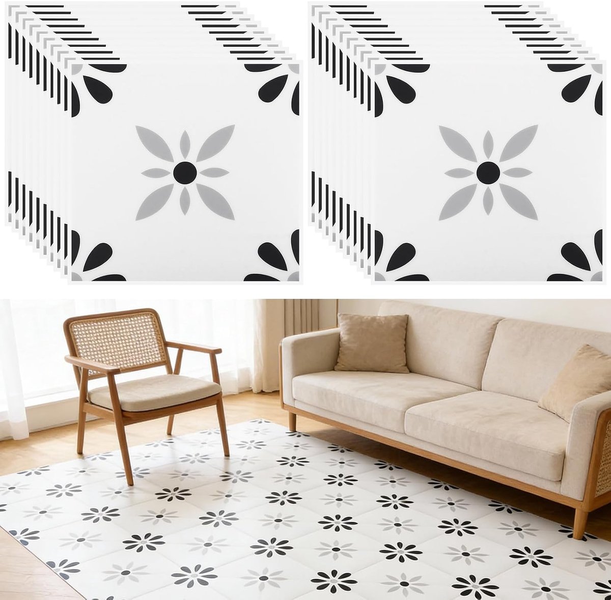 SnelShoppen - 20 Stuks Zelfklevende PVC Vloertegels 30x30 cm Schaakbord Motief - Vinyl Vloer voor Keuken, Badkamer, Woonkamer, Snel en Eenvoudig aan t