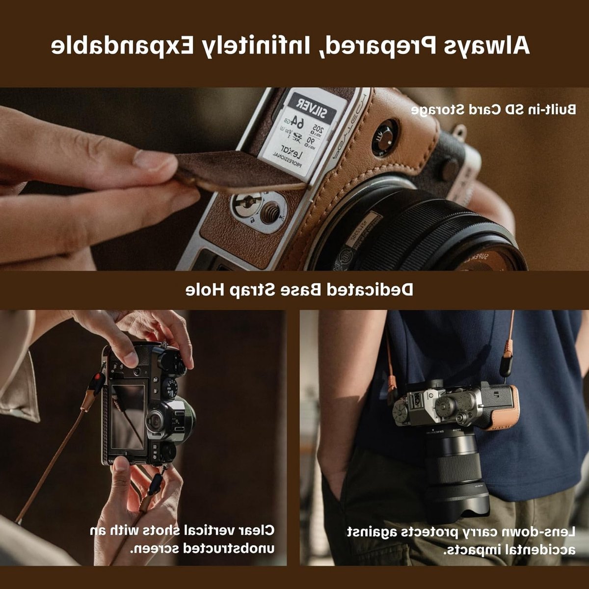 Lederen cameratas voor Fujifilm X-T50 - Bescherming, Stijl en Functionaliteit voor Fotografie thumbnail 3