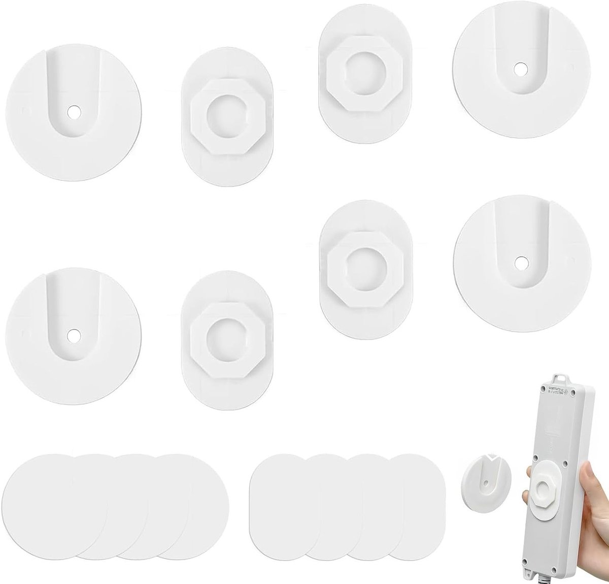 Stopcontact Houders - Stekker Bevestigers - Kabel Organisatie - Zelfklevend Stansvrij - 4 Stuks - Wit