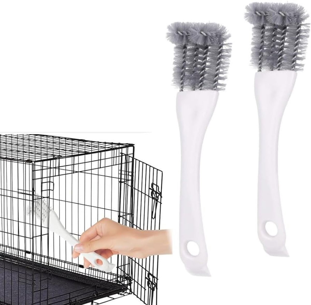Reiniger voor Vogelkooi, 2 Stuks Schep met Lange Handgreep, Schoonmaakborstel en Accessoires voor het Onderhoud van Papegaaienkooien