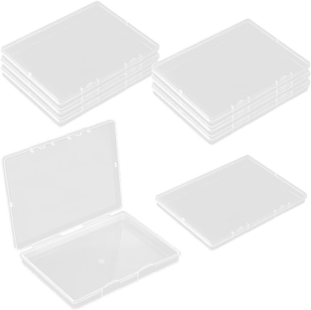 SnelShoppen - 8Pcs Heldere Plastic Organizer Dozen met Deksel - Opslagdozen voor Sieraden, Kralen en Kleine Items - Duurzaam en Stevig - 17.8 x 12.7 x