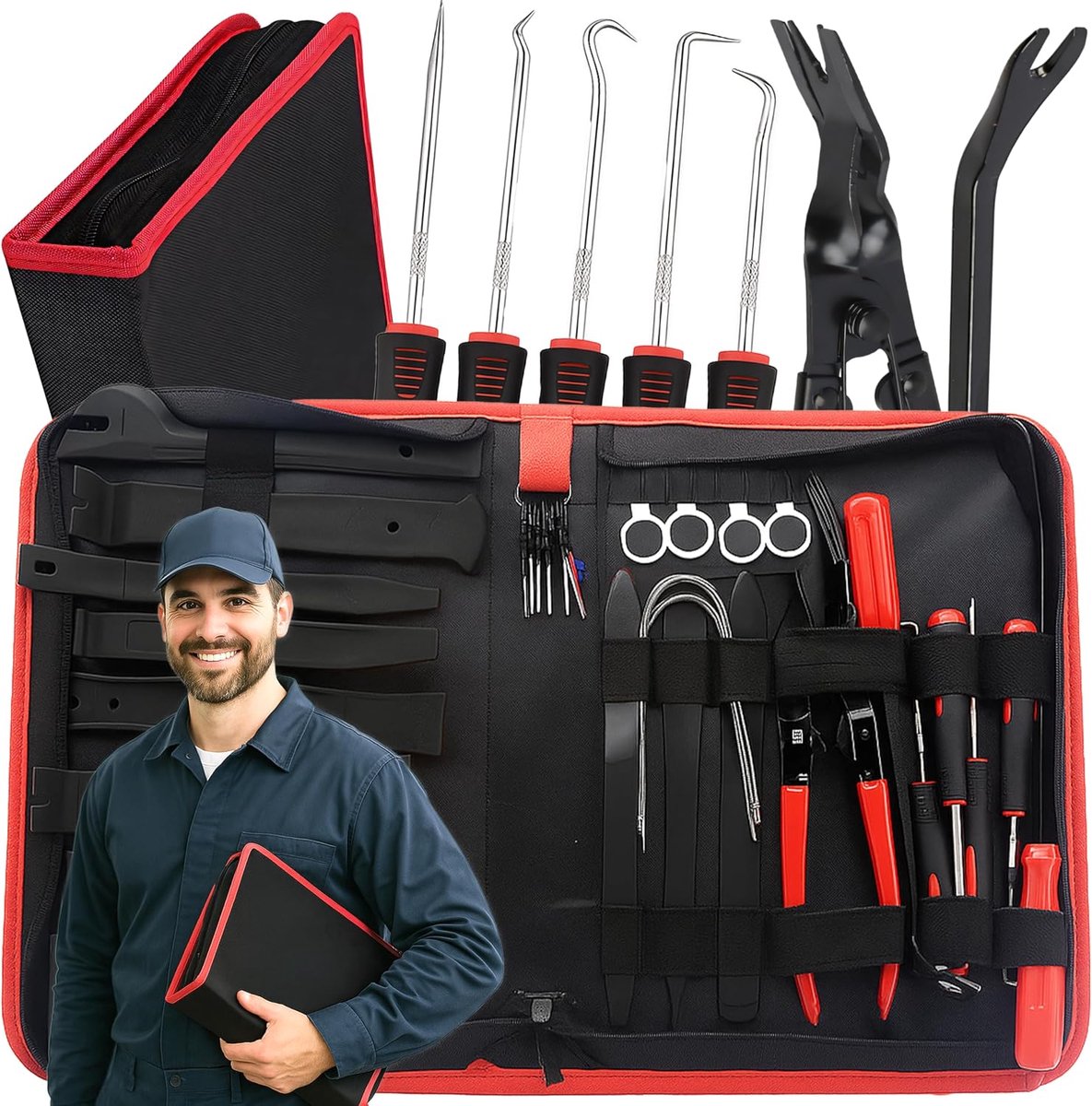 SnelShoppen - Retoo Auto Demontage Gereedschap Set - 12 Stuks, Trim Wedges & Plastic Hefgereedschap voor Interieur, Deurtrim, Clip Verwijderaar, Auto,