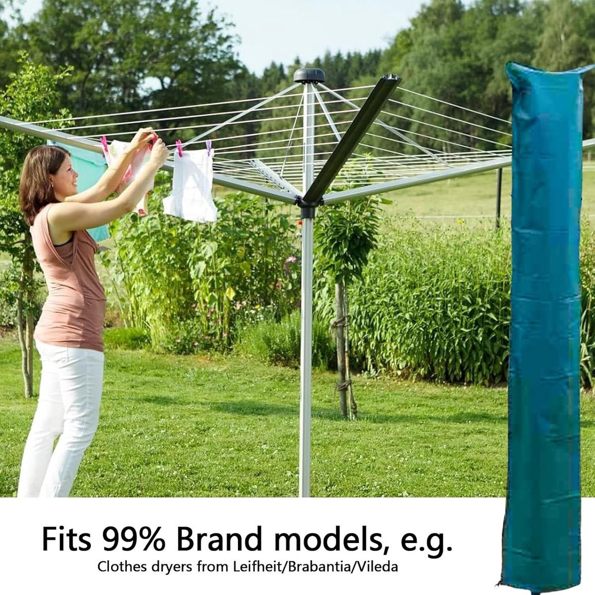 SnelShoppen - Droogmolen Cover 30 x 180 cm - Waterdichte Bescherming - UV Bestendig - Winterbestendig - Groene Beschermhoes voor Buiten Gebruik - Voor