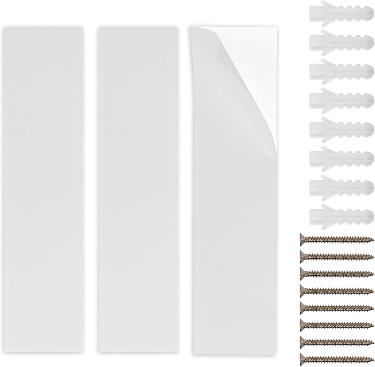 SnelShoppen - Universele Montagekit voor Borden - Set van 20 x 5 cm Zelfklevende Strips en RVS M3 x 30 Schroeven en Pluggen - Ideaal voor Binnen en Bu