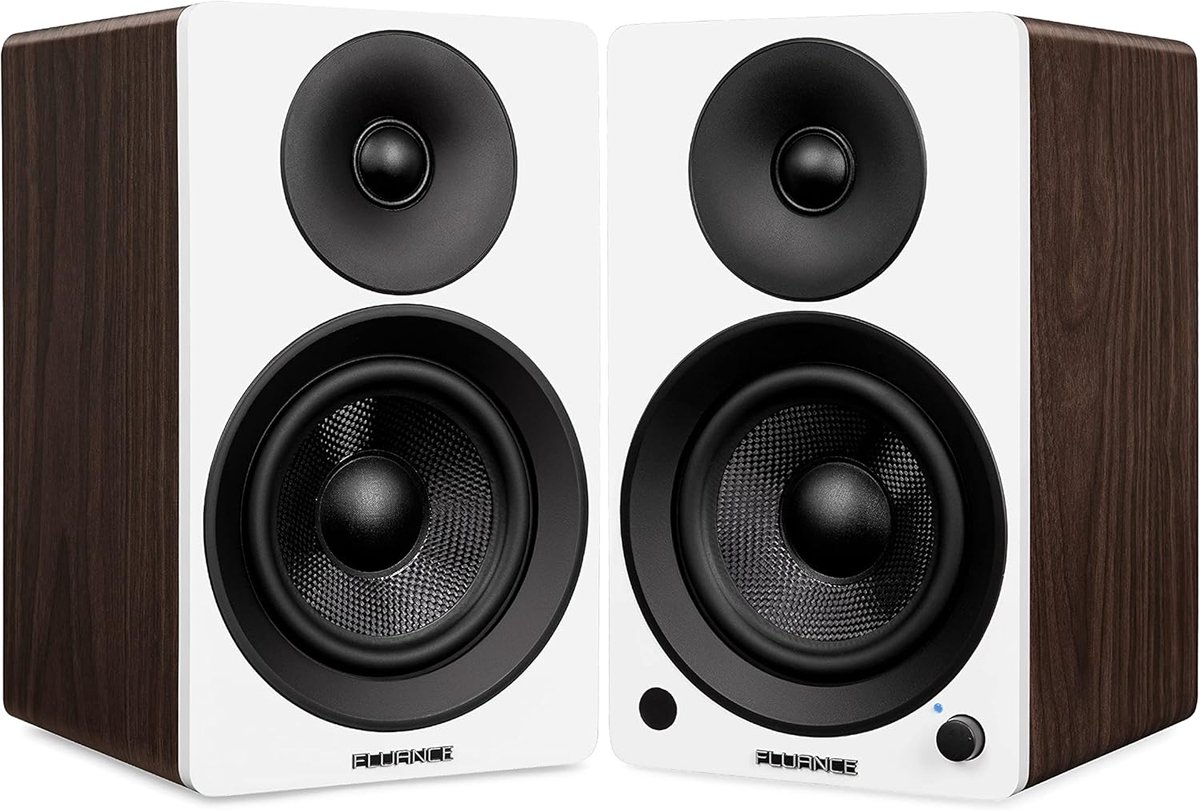 SnelShoppen - Actieve 2-Weg 2.0 Stereo Boekenplank Speakers met 5 Inch Drivers, 90W Versterker, Bluetooth 5 Streaming, RCA, Optisch & Subwoofer Uitgan