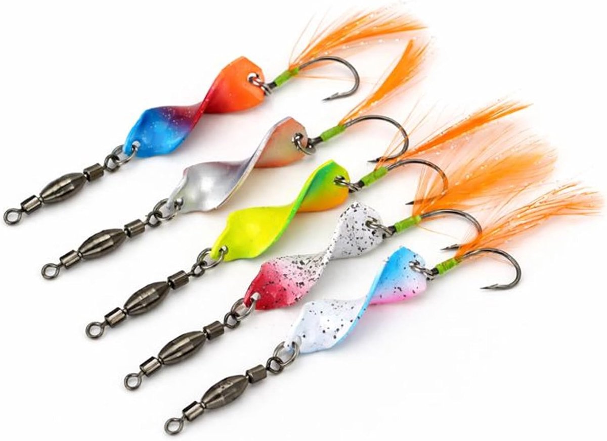 SnelShoppen - Forellepelset – 5 UV-actieve hogesnelheidsspinners met veerbekleding voor forel en roofvissen, perfecte hengelaccessoires voor troebel w