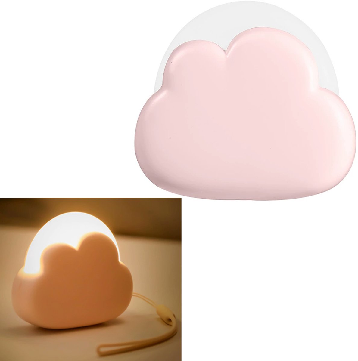KZQ Draagbaar LED-wolkenlampje met 4 werkingsmodi - Oplaadbaar nachtlampje voor slaapkamer en kamperen - Schattig en praktisch voor kinderen - Roze