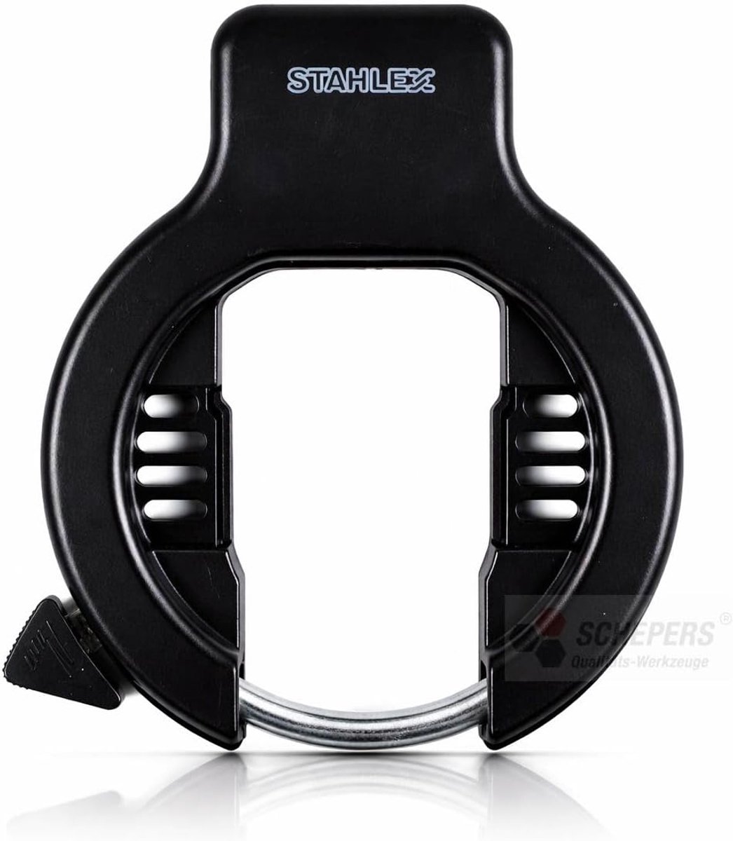 SnelShoppen - Frame Lock STAHLEX 470 Deluxe Fietslot Ringslot Zwart met 10mm Beugel, 2 Sleutels voor Fietsen tot 50mm Breed
