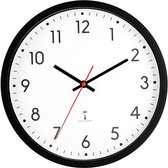 SnelShoppen - Radiografische Wandklok 30 cm - Automatische Tijdweergave - Moderne Kunststof Klok - Indoor Klok voor Woonkamer, Kantoor, School - Zwart