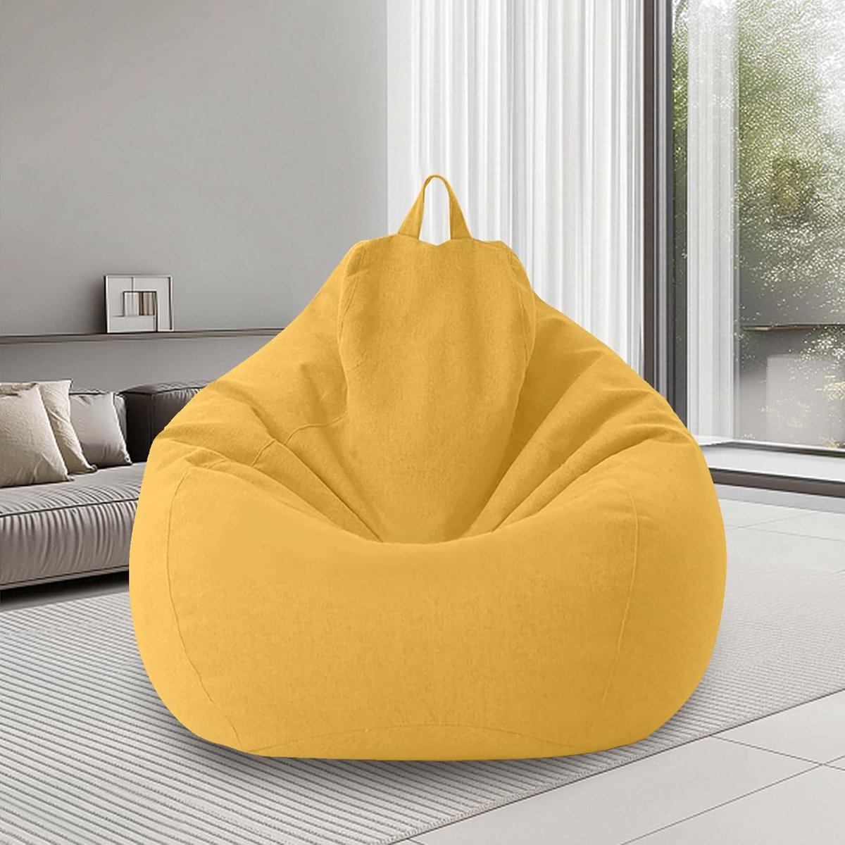 SnelShoppen - XL Bean Bag Adult Zitzak met Handvat, 100 x 120 cm - Gele Bean Bag Cover (Zonder Vulling) voor Woonkamer, Slaapkamer, Buiten, Tuin, Fees