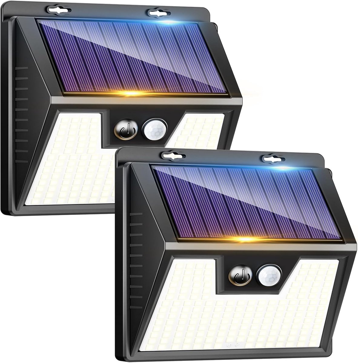 Thijox - 2 stuks Solarlampen Buitenspot met Bewegingsmelder, 176 Superheldere LED, IP65 Waterdicht, 3 Modi, Koud Wit, Ideaal voor Tuin, Garage en Buit
