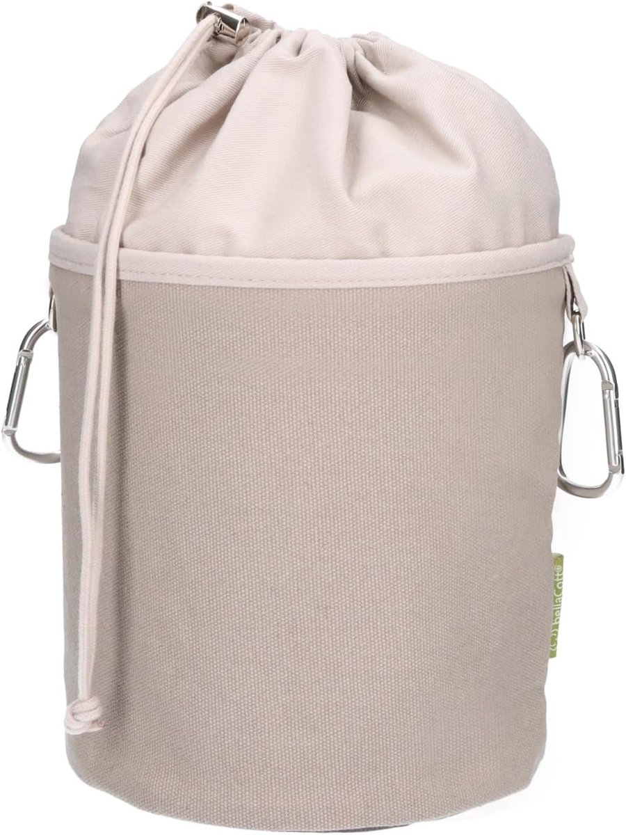 SnelShoppen - Extra Grote Canvas Klammenzak met 2 Carabiners voor 200 Klemmen, Robuust Taupe Grijs, Ideaal voor Droogrek of Camping