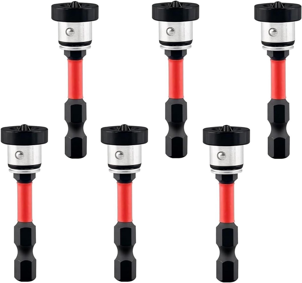 Set van 6 magnetische gipsplaatbits met diepteaanslag voor snelbouwschroeven en 1/4 inch zeskantschacht, ideaal voor klussen in gipsplaten en wandmontage