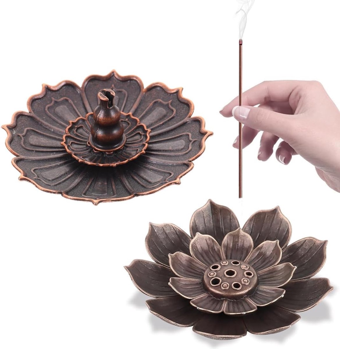 Wierookstokjeshouder met 6 gaten voor wierookkegels en decoratie, ideaal voor woonkamer en yoga-accessoires, set van 2 stuks
