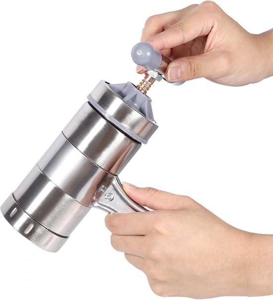 SnelShoppen - Handmatige Noodle Machine - RVS Pasta Maker voor Thuis, Restaurant, Camping en Reizen - 5 Die Heads - Verstelbare Dikte - Duurzaam en Ro van Snelshoppen — afbeelding 2
