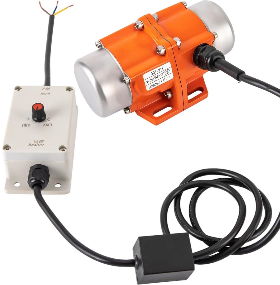 Elektrische Vibratiemotor - Industriële Motor - Materiaal Transport - Traploze Snelheidsregeling - 100W 220V - Aluminiumkleur