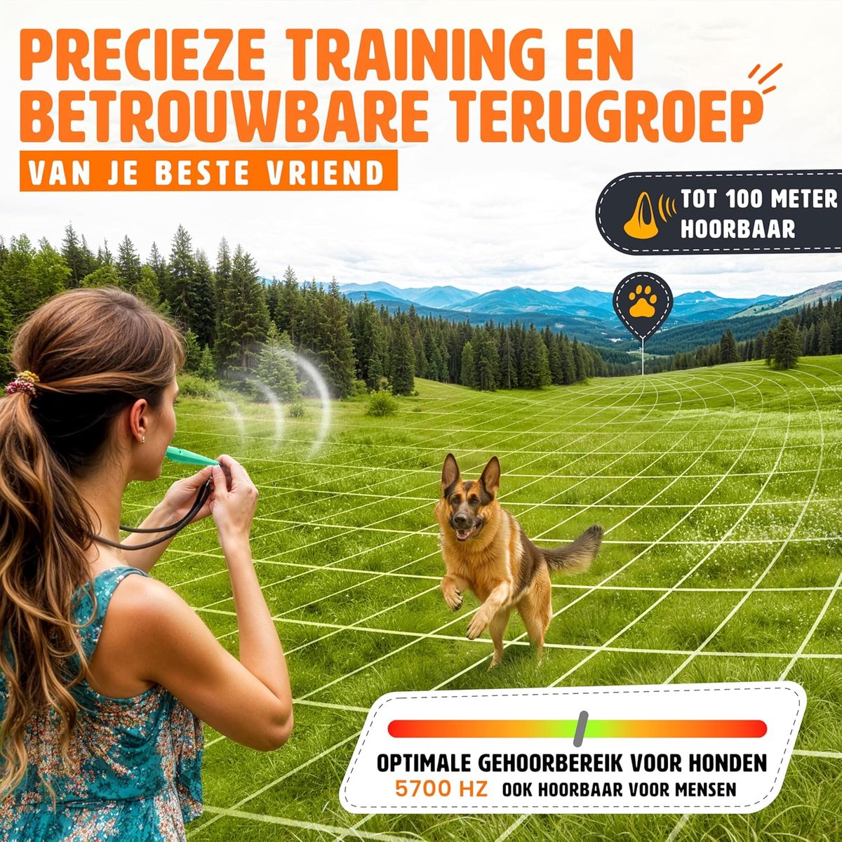 SnelShoppen - Hondenfluit met Praktische Koord - Ideaal Hondenaccessoire voor Training - Gestandaardiseerde Frequentie tot 98.2 dB - Duidelijke Signal