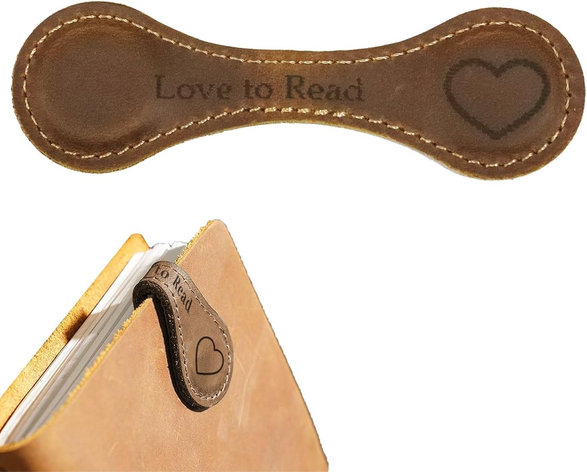 SnelShoppen - Gepersonaliseerde Magnetische Lederen Boekenleggers Vintage Stijl met Engraving Motivational Tekst - Perfecte Cadeau voor Lezers - 10x3c