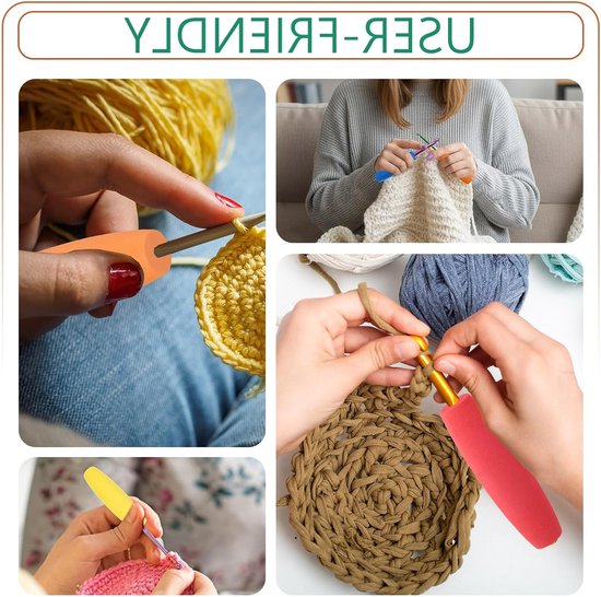 Zachte en ergonomische haaknaaldgrepen van EVA-schuim, 15 stuks voor comfortabel breien, geschikt voor artritis en DIY-projecten, meerkleurig — afbeelding 4
