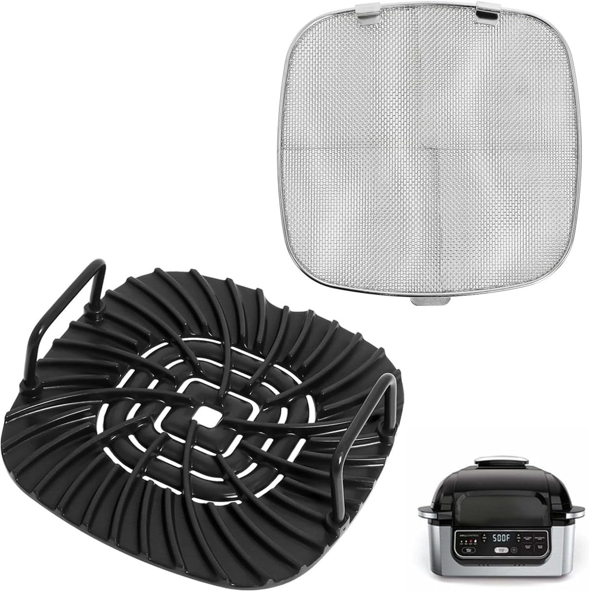 SnelShoppen Vervangingsrooster en spatbescherming voor 5-in-1 Airfryer geschikt voor Ninja Foodi modellen anti-aanbak coating eenvoudig t