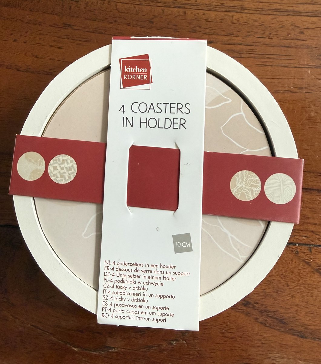 Bekeronderzetters, accessoires voor de keuken en de woonkamer, 4 stuks in houder