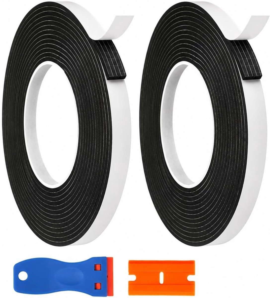 5 meter zelfklevende schuimrubberen tape, zwart, 20 mm breed x 3 mm dik, ideaal voor isolatie, geluidsabsorptie en bevestiging, 2 stuks