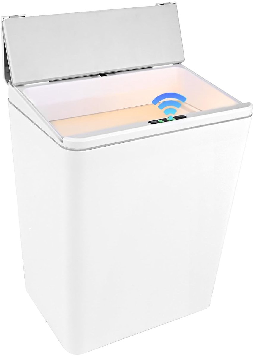 SnelShoppen - Vuilnisemmer met Sensor 13L, Automatische Touchless Vuilnisemmer met Infraroodsensor en Trillingssensor, LED Nachtlampje, Voor Keuken, S
