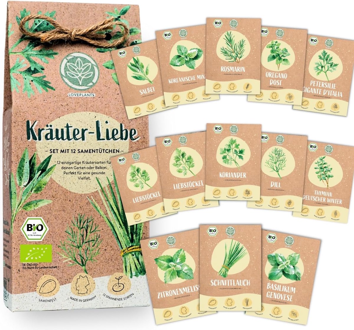 SnelShoppen - Herb Seeds Set - 12 Soorten Biologische Zaden voor Keuken Kruiden - Perfect voor Keuken en Balkon - Ideaal als Cadeau voor Mannen en Vro