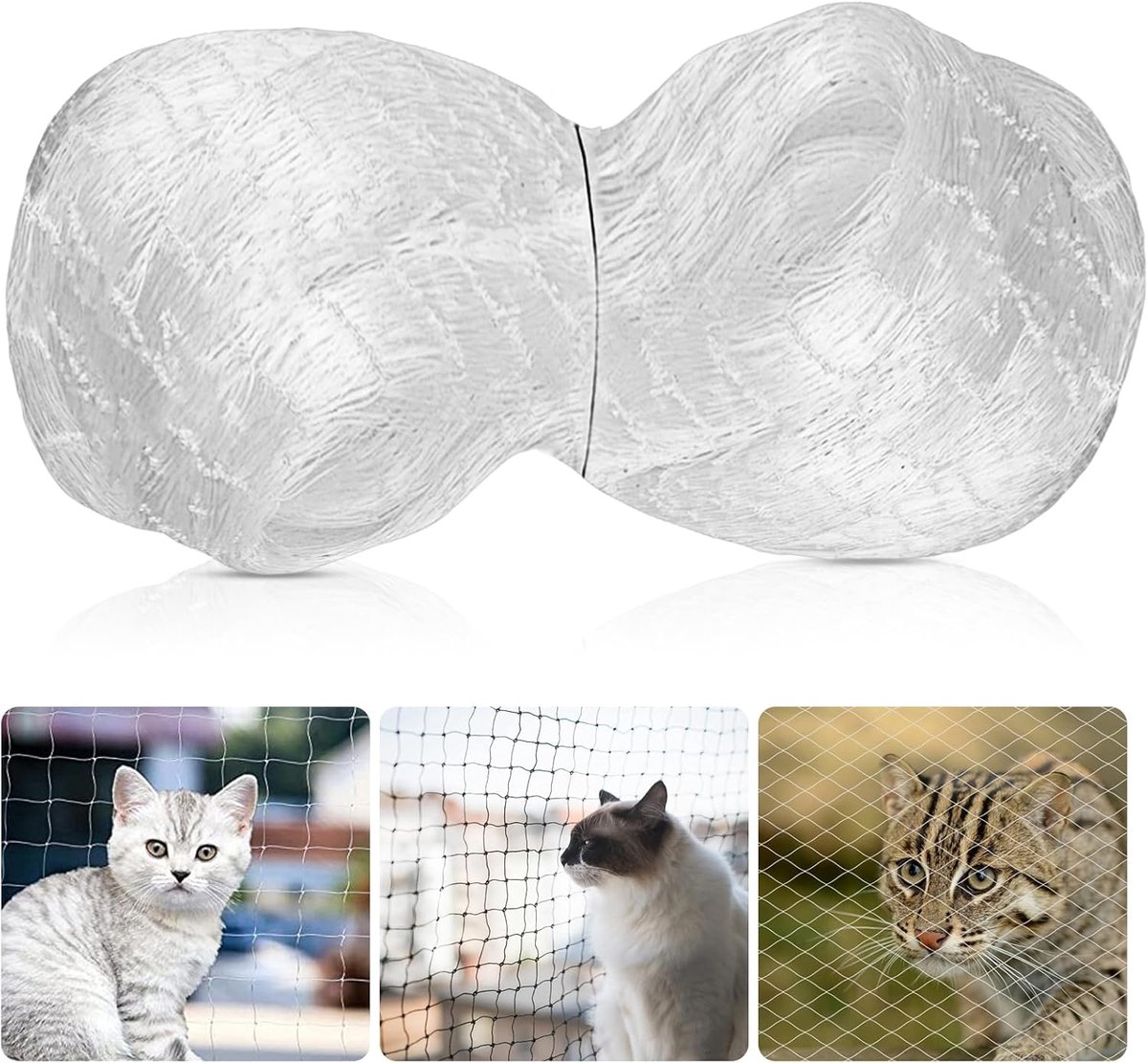 SnelShoppen - Cat Net voor Balkon 3x10m - Robuust en Transparant Nylon Kattennet - Geen Boren - Bescherming voor Balkon, Raam en Trappen