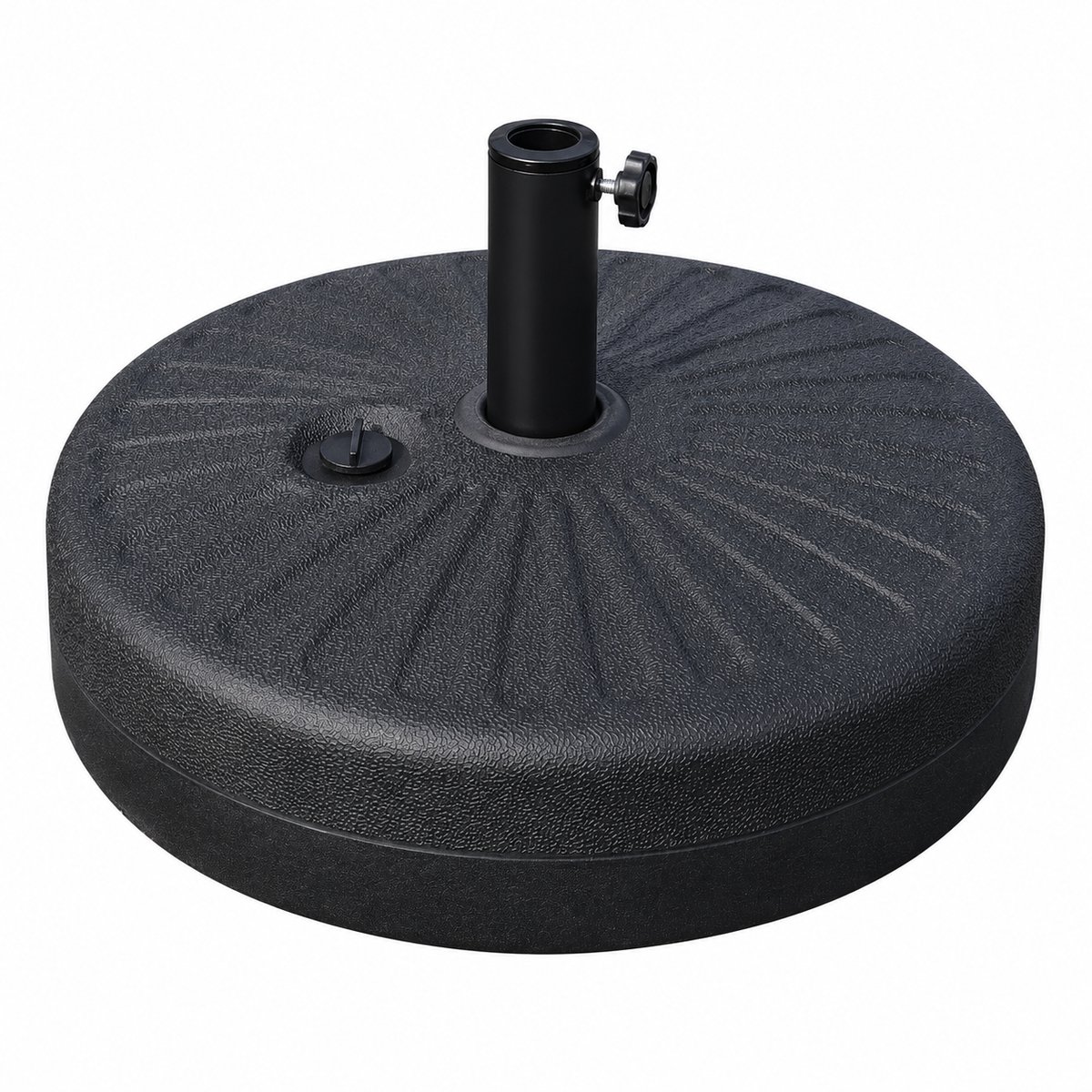 Sello! parasolvoet – parasolvoet vulbaar met water of zand – rond – Ø38/48 mm – kunststof – staal – vergrendelknop – zwart