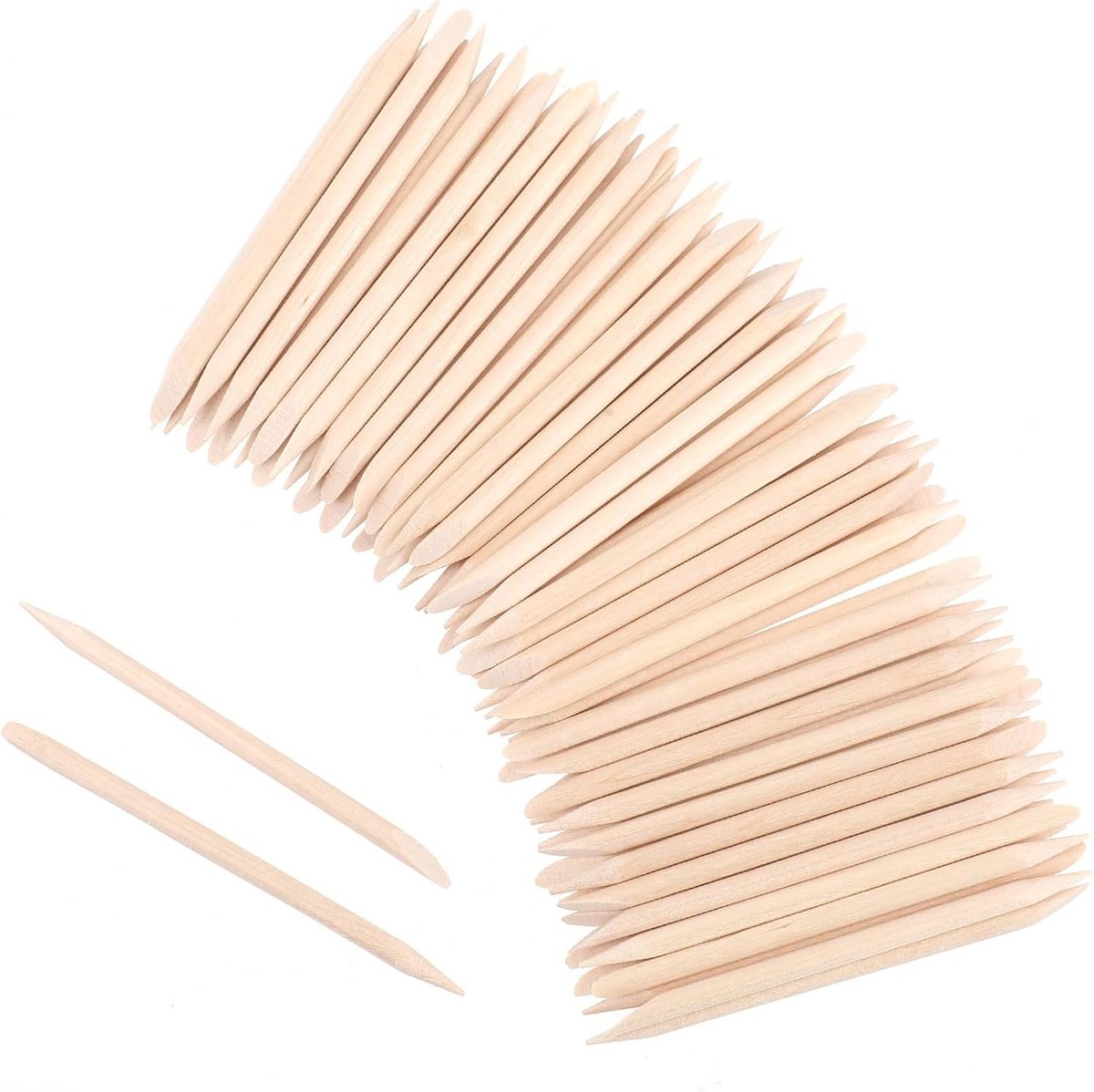 Thijox - Houten Nagelriemschuivers 200 Stuks - Dubbelzijdige Houten Stokjes 75mm - Nailart Slijp Stokken voor Manicure en Pedicure - Perfect voor Nage