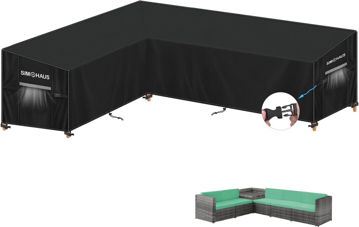 SnelShoppen - Luxe L-vormige Sofa Tuinset Cover - Waterdichte Rattan Beschermhoes - 420D Oxford - UV-bestendig - 230x300x95x80/60cm - Perfect voor Bui