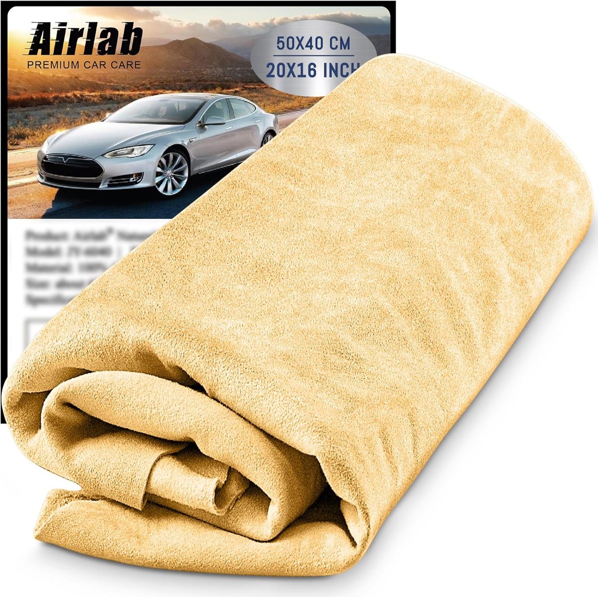 SnelShoppen - Airlab Raam Leer Auto Schoonmaakdoek 50 x 40 cm Echt Leer voor Auto en Motor - Ideaal voor Ramen en Interieur