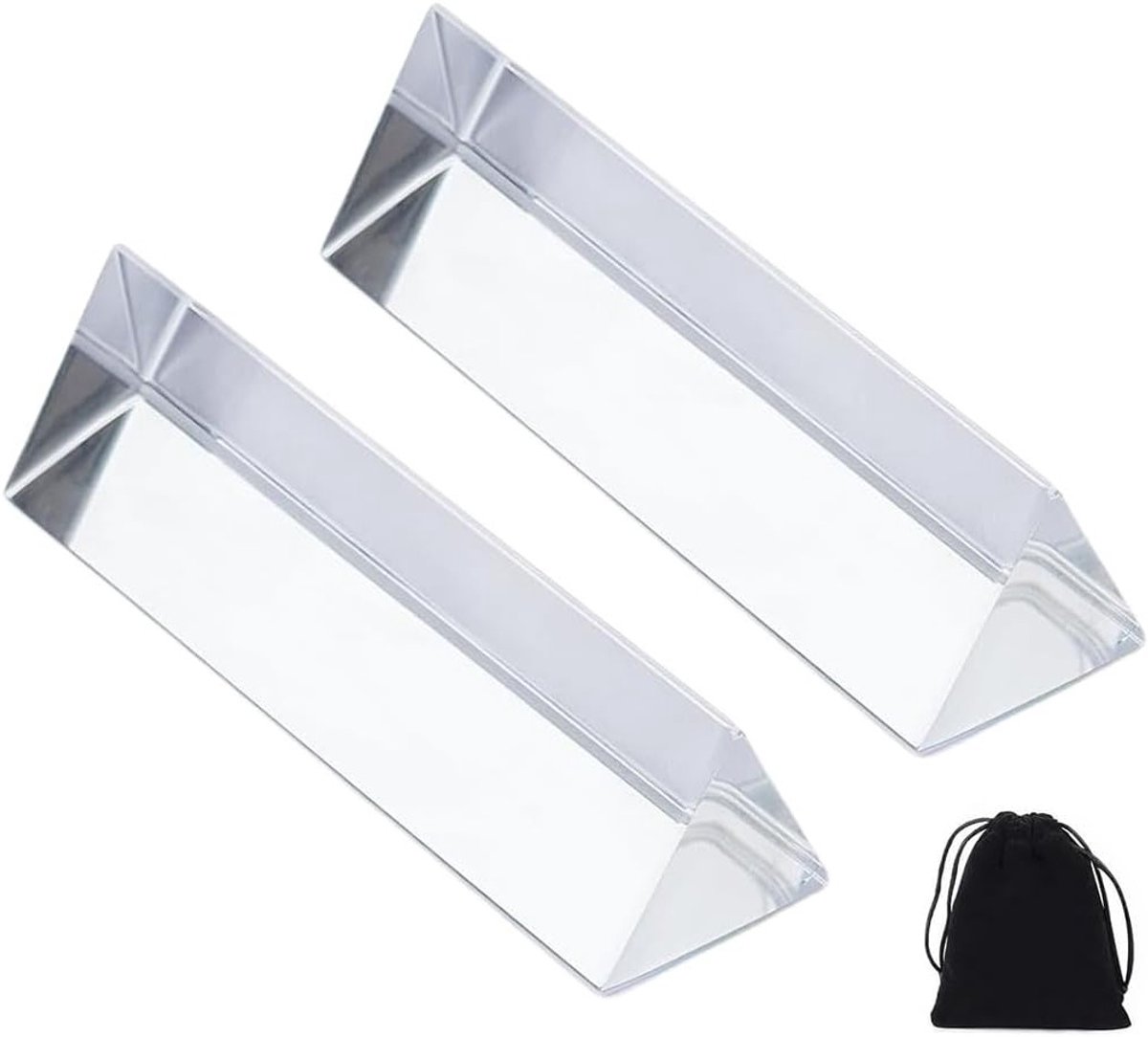 Triangulaire optische glazen prisma voor educatieve doeleinden, twee-delige prismas voor experimenten en demonstraties