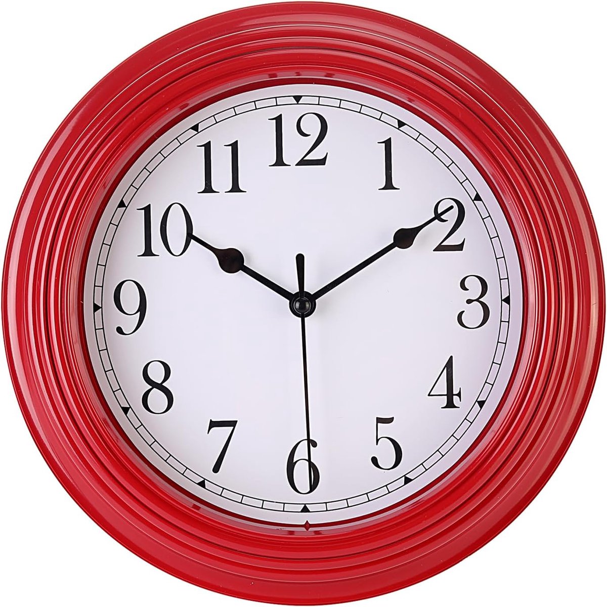 SnelShoppen - Retro Wandklok 9 Inch - Stil, Decoratief, Keuken, Slaapkamer, Kantoor, Cherry Rood, Quartz Beweging, Glas, Kunststof