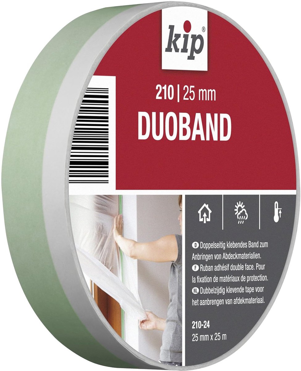 SnelShoppen - Kip Tape 210-24 Duo Tape - Dubbelzijdige PVC Tape voor Het Bevestigen van Dekzeil - Plakband voor Schilderen en Vernissen - 25 mm x 25 m