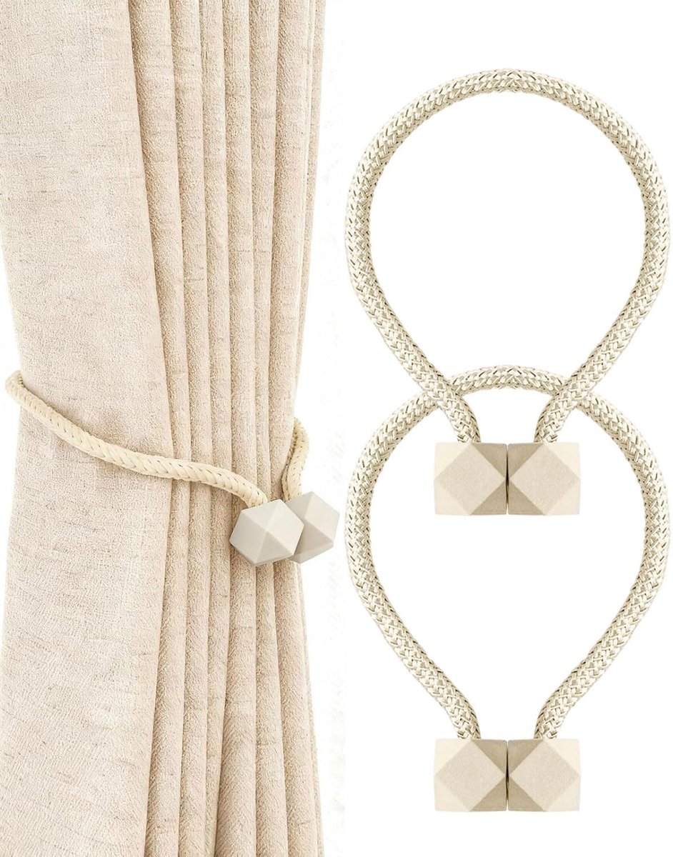 SnelShoppen - 2 stuks Magnetische Gordijnhouders - Embrasses voor Gordijnen - Beige Magneten voor Moderne Decoratie in Huizen, Hotels en Kantoren