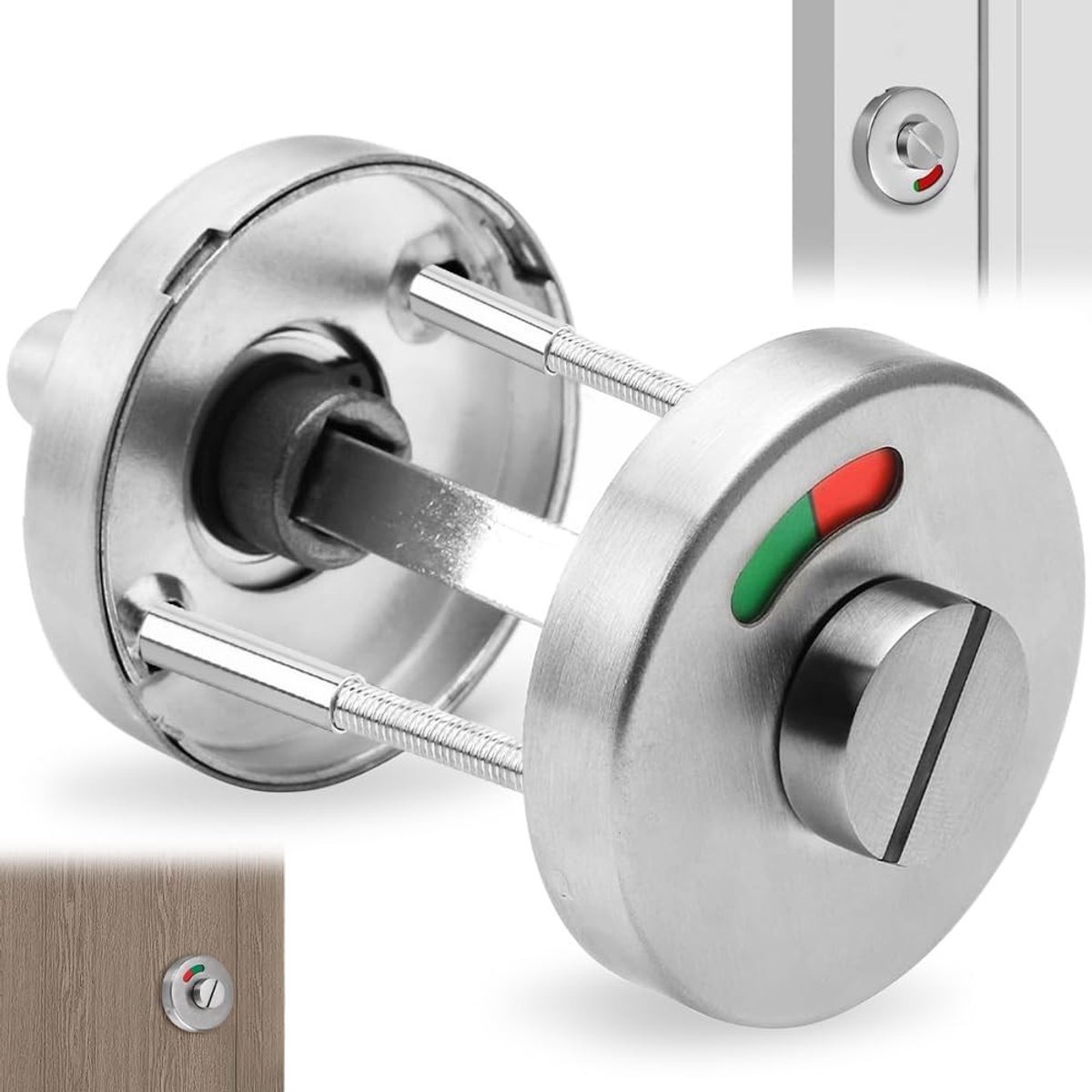 Toilet Rosette met Bezet Indicator, WC Deurslot met Draaihendel, RVS Accessoire voor Toiletten met Rood en Groen Bezet Signaal