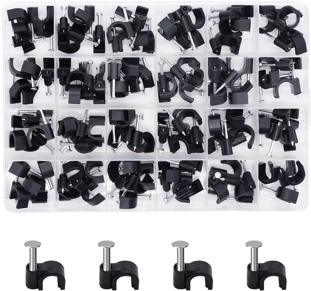 SnelShoppen - 120 Stuks Kabelclips Zwart, Nagelklemmen, Kabelhouder Muur, Kabelklemmen om te Schroeven, Draadkabelklem voor Wanddraad, M10, Duurzaam K