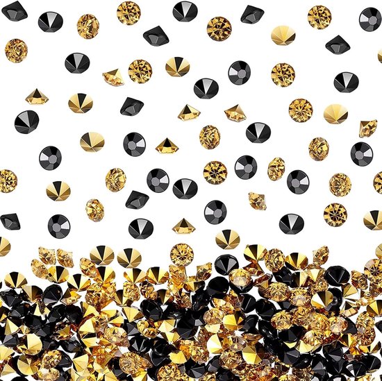 SnelShoppen - 10000 Stuks Gouden en Zwarte Acryl Diamanten Tafelconfetti voor Bruiloft, Feest, Bridal Shower, Vaasdecoratie, 4mm, Kunststof