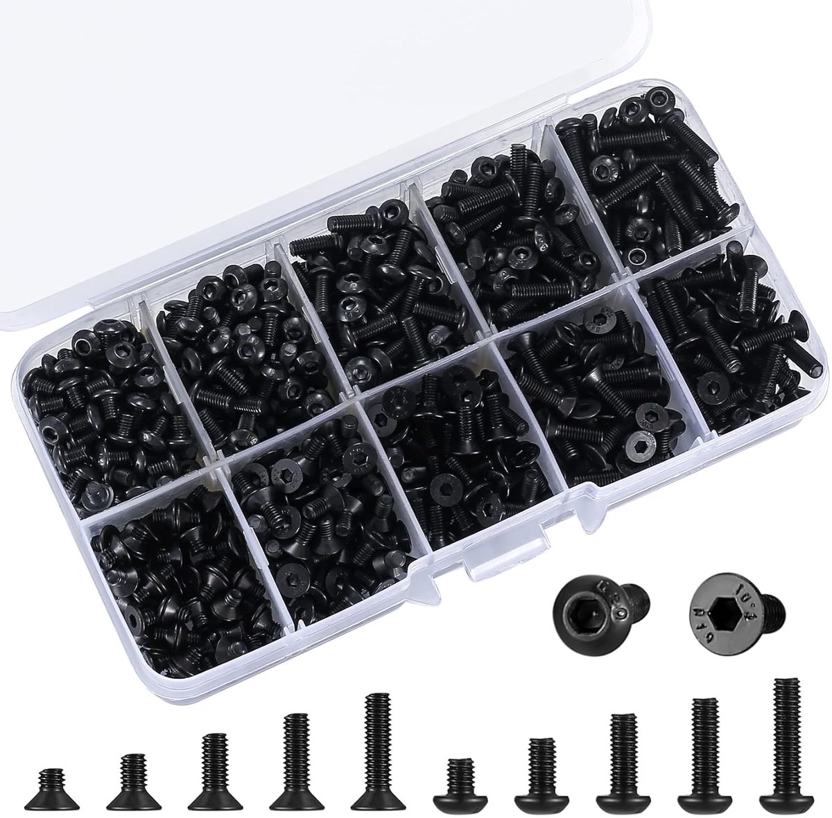 SnelShoppen - Set van 720 Countersunk Screws M3 Hex Key voor 3D Printer - Zwart - Metrisch - 4mm/6mm/8mm/10mm/12mm - Duurzaam en Corrosiebestendig