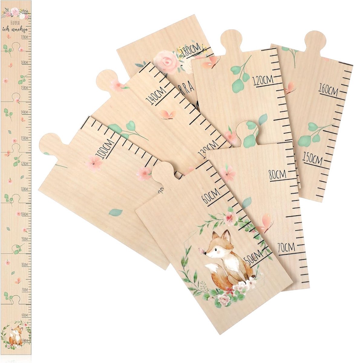Thijox - Groeimeters Voor Babykamers Groeimeter Houten Decoratie Kleine Vos Voor Kinderkamer Doopcadeaus Volgen Groei Baby