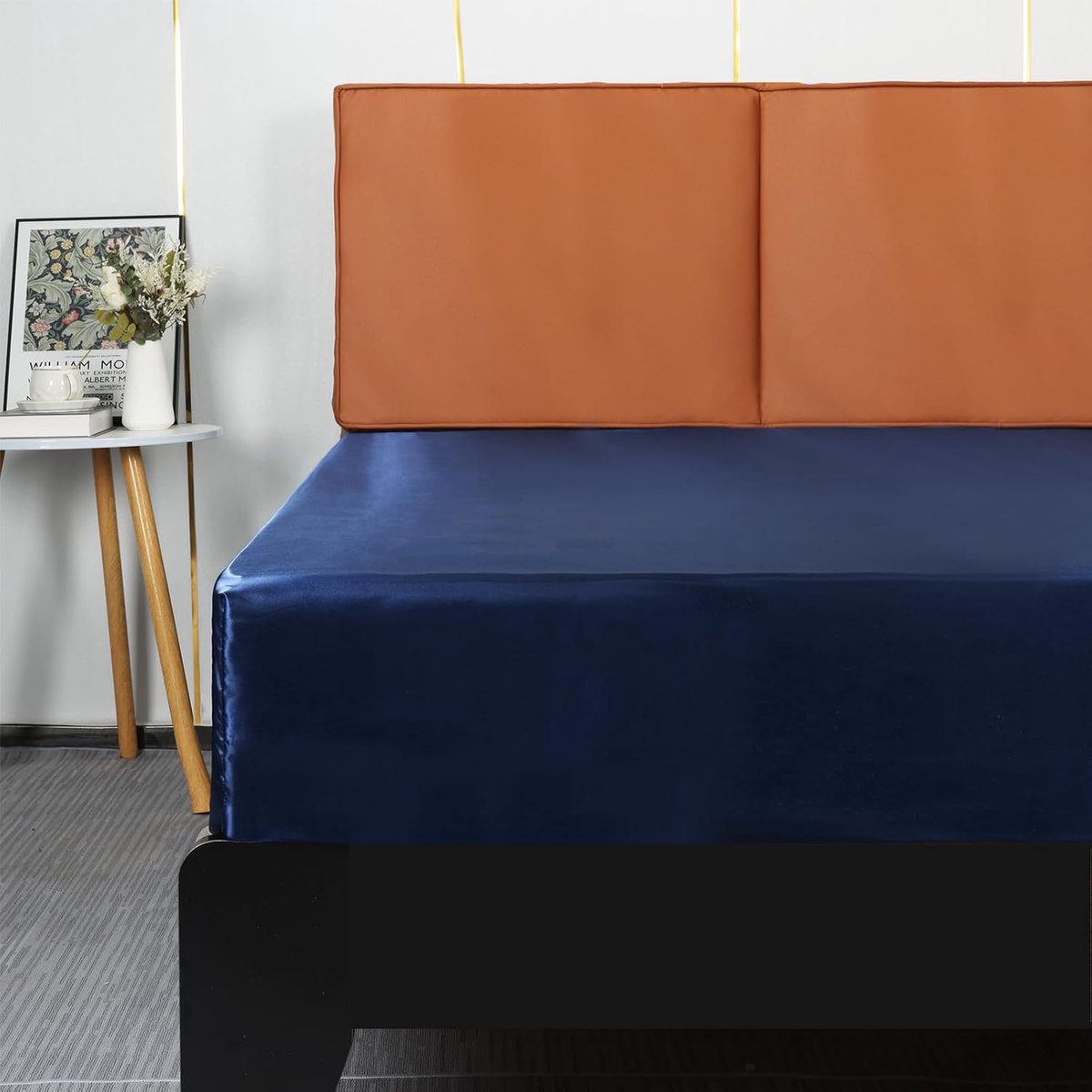 SnelShoppen - Luxe Satijnen Fitted Sheet - Zacht Polyester Bedlinnen - Diepe Hoek - Matraskap 160x200x36cm - Navy - Ideaal voor Slaapkamer, Verjaardag