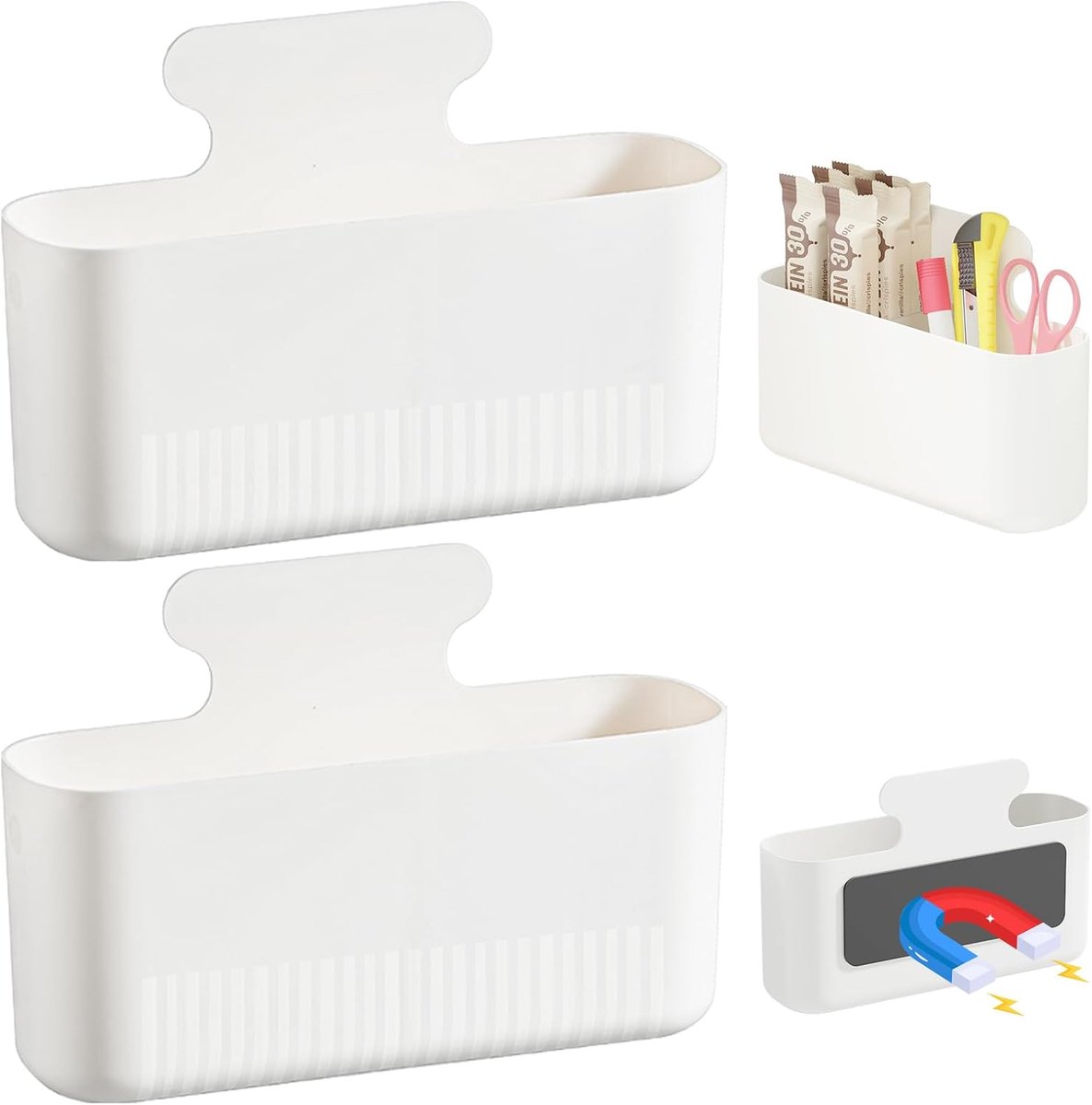 SnelShoppen - Magnetische Penhouder, 2 Stuks Grote Organizer met 2 Compartmenten, Whiteboard Marker Opslagdoos, Magnetische Houder voor School, Kantoo